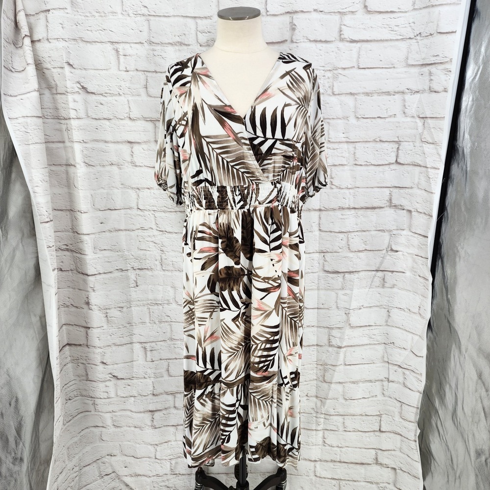 Old Navy Midi Dress Tropical Hawaiian Vacation Boho Cruise High Low Floral XL